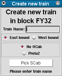 Train creation window.