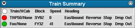 Train summary window